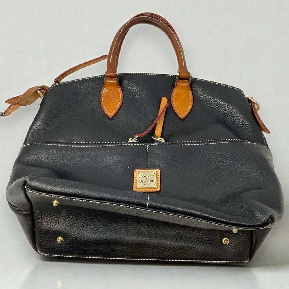 Dooney & Bourke Dillen Black Pebbled Leather Satchel Top Handle Shoulder Bag - Picture 3 of 16